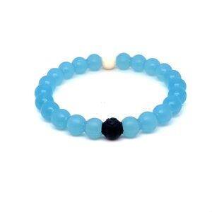 Lokai Light Blue Beaded Bracelet with Black and White Accent
